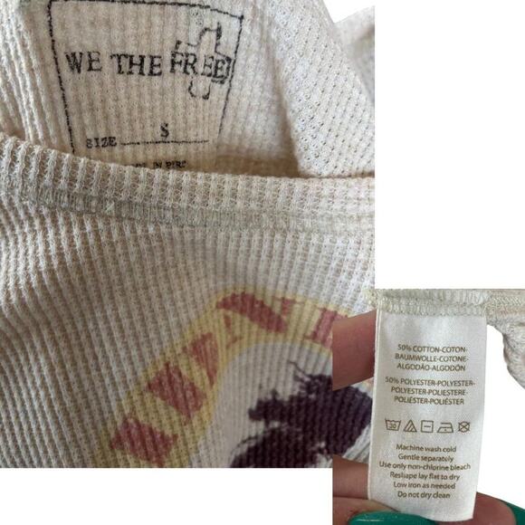 VTG FREE PEOPLE WE THE FREE WESTERN HORSES CROPPED THERMAL LONG SLEEVE TOP SZ. S - Picture 4 of 4